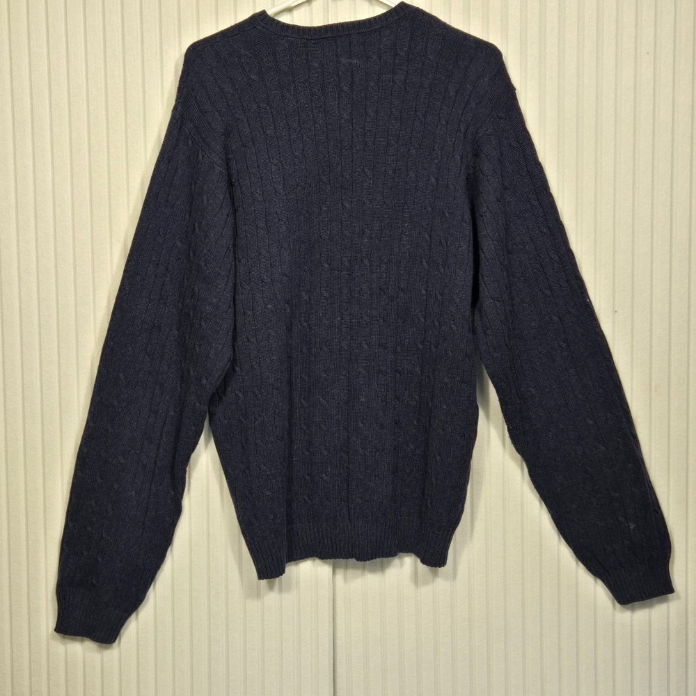 IZOD Mens XL Navy Blue Cotton Cashmere V-Neck Cable Knit Sweater 4586027 - Picture 4 of 7